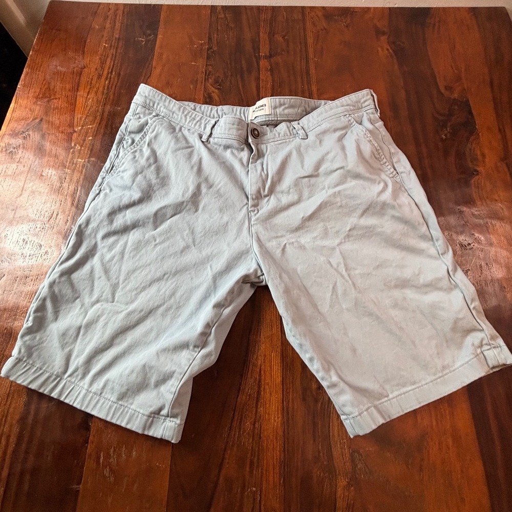 Jack & Jones Mens‎ Bowie Chino Shorts Light Blue Gray Regular Fit XL 12165604